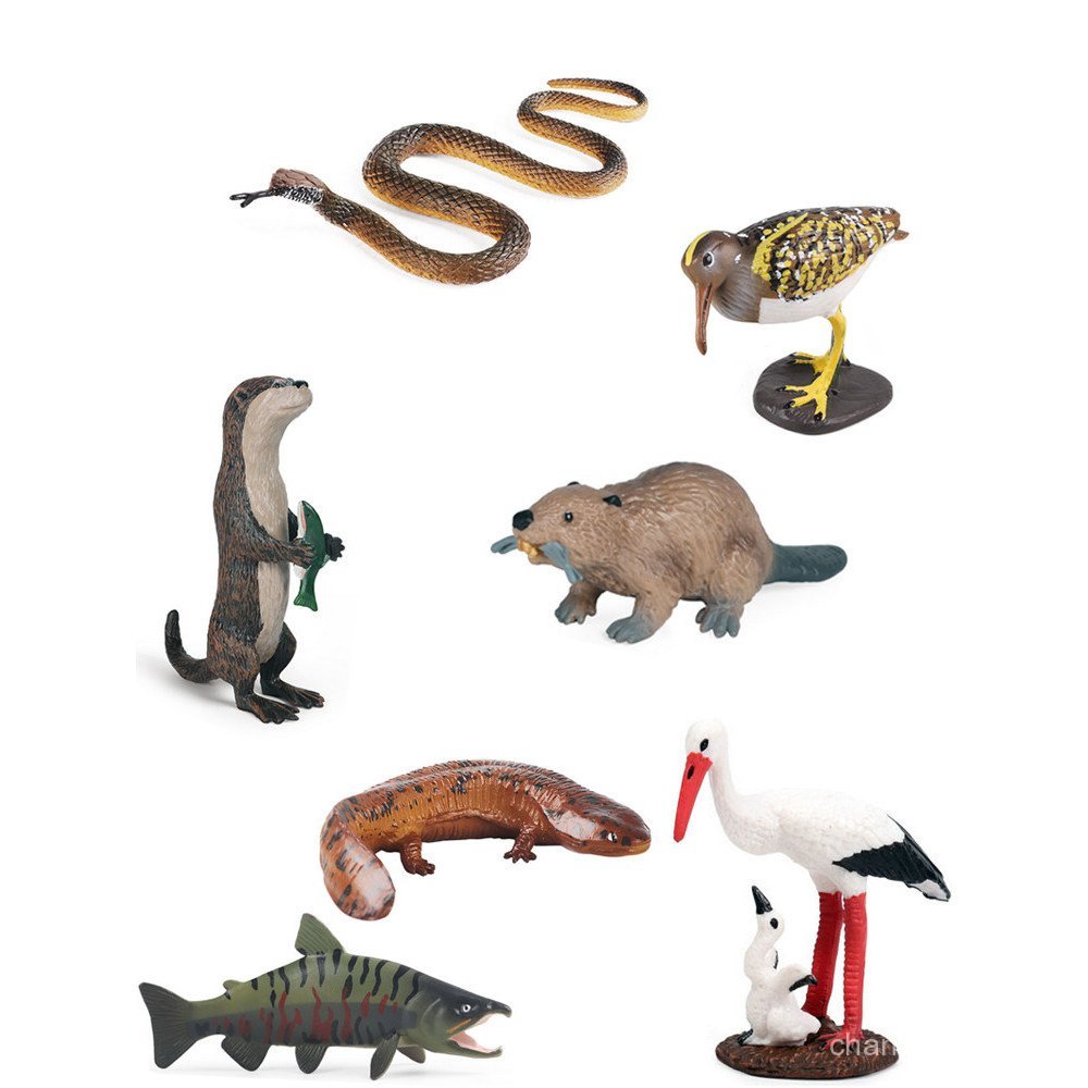 Wetland Park สัตว์ป่า Otter Beaver สีสัน Serbing ไก่ Capybara เป็ดแมนดาริน Mallard ของเล่นเด็กขนาดเล