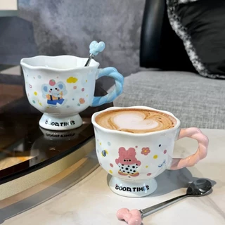 ถ้วยน้ํา ถ้วยกาแฟ ถ้วยนมน่ารัก แก้วลายกระต่าย ลายช้างน่ารัก มูลค่าสูงถ้วยเซรามิกถ้วยน้ําคู่สาวของขวัญวันเกิดของที่ระลึก🎀