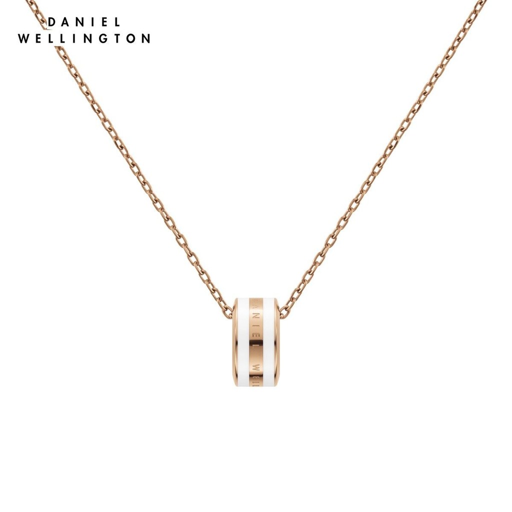 (ทักแชทรับโค้ด) Daniel Wellington สร้อยคอ EMALIE NECKLACE Satin White สีโรสโกลด์
