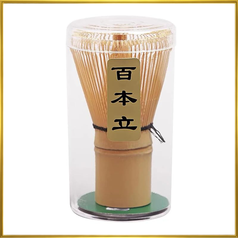 BTtime Matcha Whisk 100 Sticks Tea Ceremony Tool 4-piece Set Bamboo Chasen Chashaku Sifter for Match