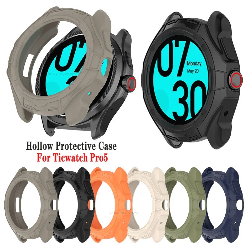 สมาร์ทวอท์ชสําหรับ Ticwatch Pro 5 Enduro Hollow TPU ซิลิโคนนุ่มกรอบกันชนสําหรับ Ticwatch Atlas ไม่มี