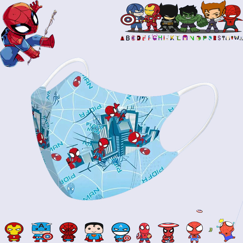 หน้ากากป้องกันแบบใช้แล้วทิ้ง 3-12 ปี 50 ชิ้น แมงมุม ผู้ชาย โดราเอมอน นักบินอวกาศการ์ตูนพิมพ์ (10 ชิ้น/ถุง: บรรจุแยกชิ้น 3 ชั้นระบายอากาศและสะดวกสบาย) หน้ากากเด็ก 3ง - รูปที่ 3