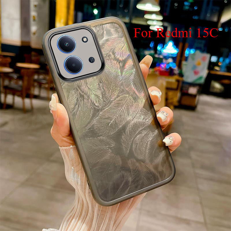 เคสโทรศัพท์สําหรับRedmi 15C 15 C Poco C85 Redmi15C Redmi15 4G 5G 2025 Glitter Featherซิลิโคนกันกระแทกปลอกเลนส์กล้องป้องกันปกหลัง