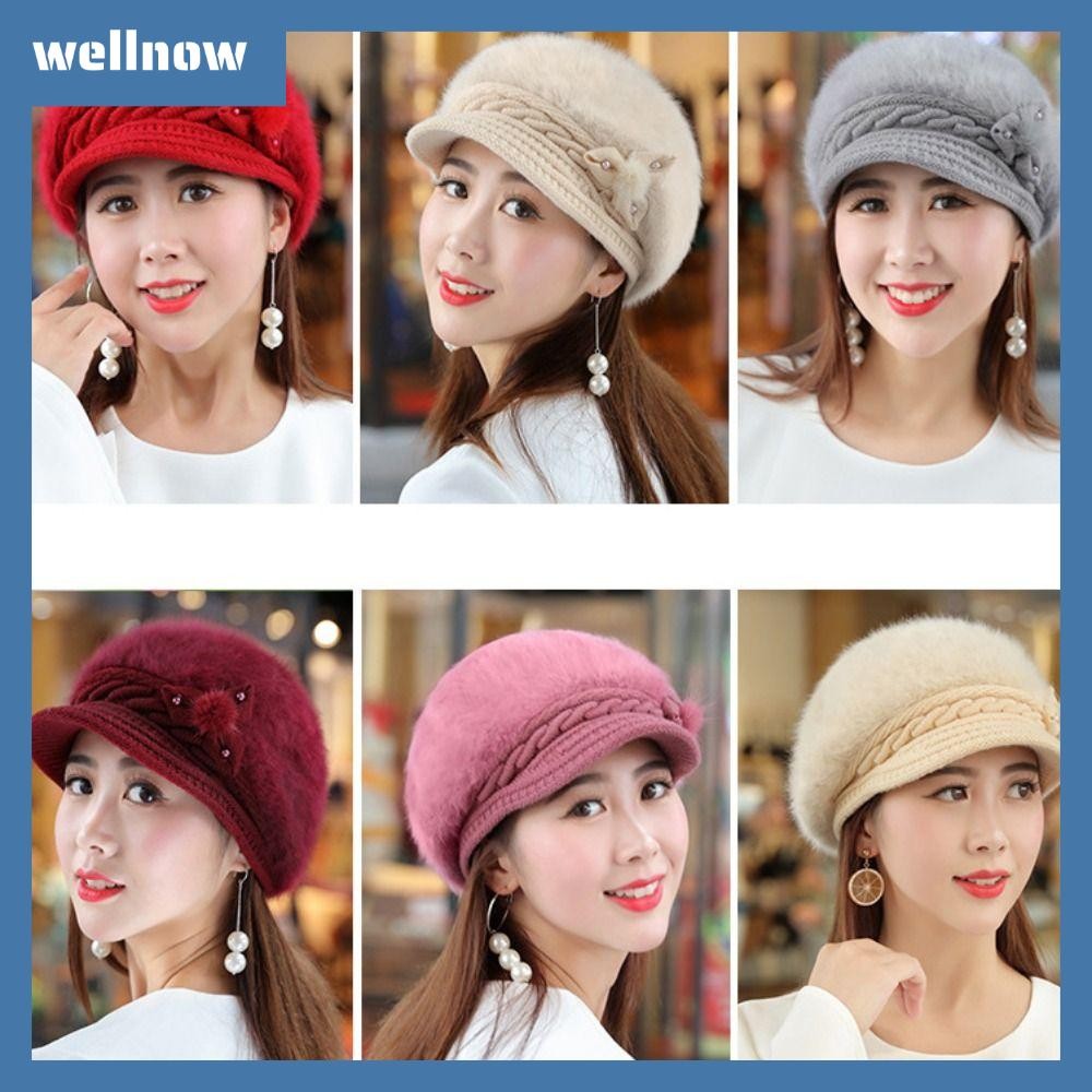หมวกถักวินเทจ WELLNOW Keep Warm Cap สำหรับหน้าหนาว มีไวสอร์ หลากสีให้เลือก