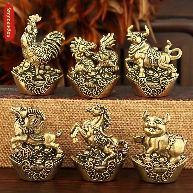 ทองแดงแท่งเครื่องประดับราศีทองเหลืองสไตล์ใหม่เครื่องประดับราศีสร้างสรรค์ทองเหลืองตกแต่งด้อยหนูมังกรบ้านห้องนั่งเล่นสก์ท็อปชาสัตว์เลี้ยงห