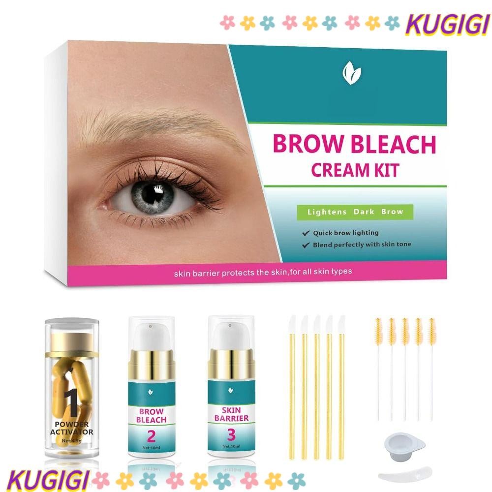 KUGIGI Brow Bleach Kit, Quickใช้งานง่าย Brow Lightening Kit, Hot 5 Applications No Drip Eyebrow Blea