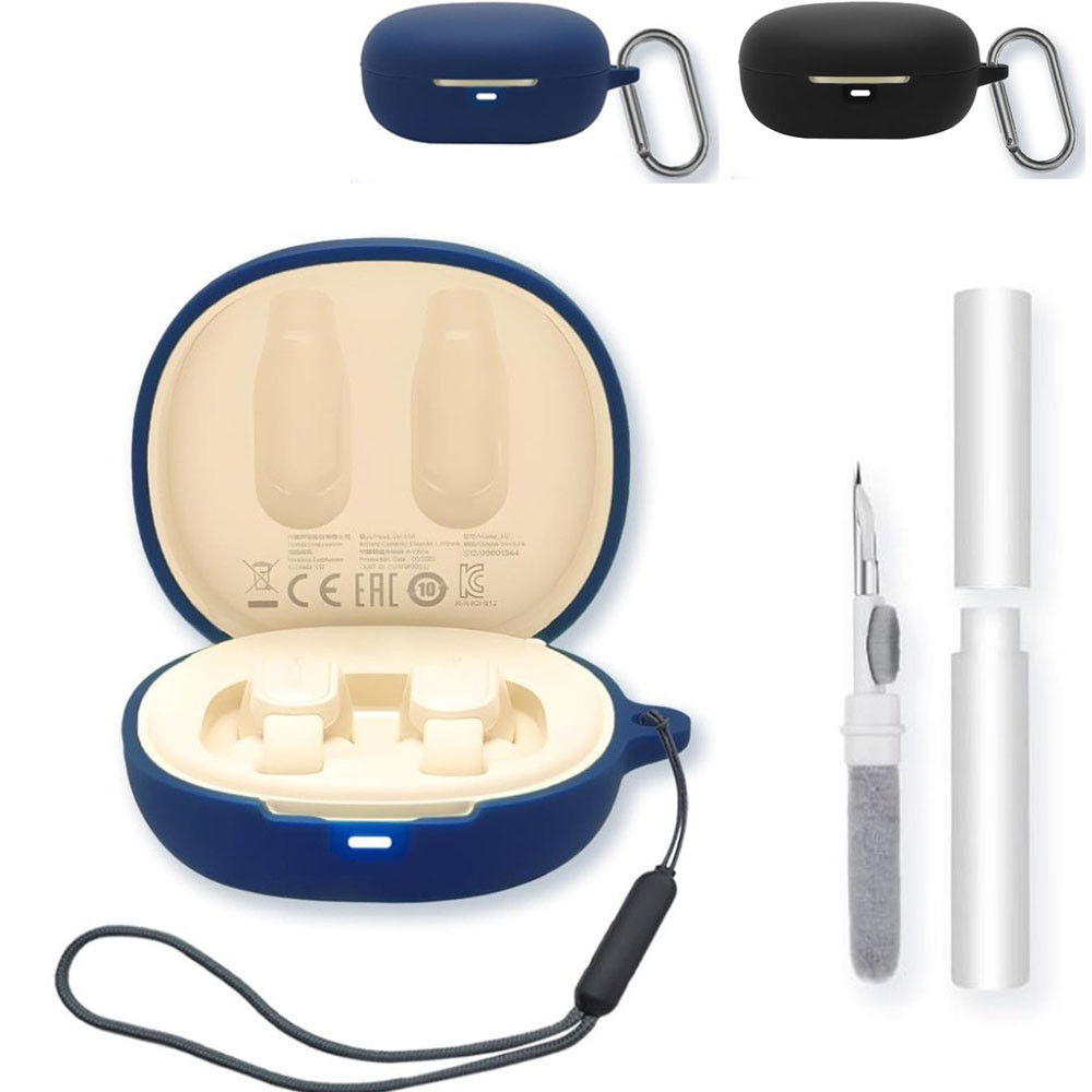 สําหรับ 1MORE คลิปหู S12 หูฟังไร้สาย True เคสซิลิโคนพร้อมพวงกุญแจและชุดทําความสะอาดและเชือกเส้นเล็กส