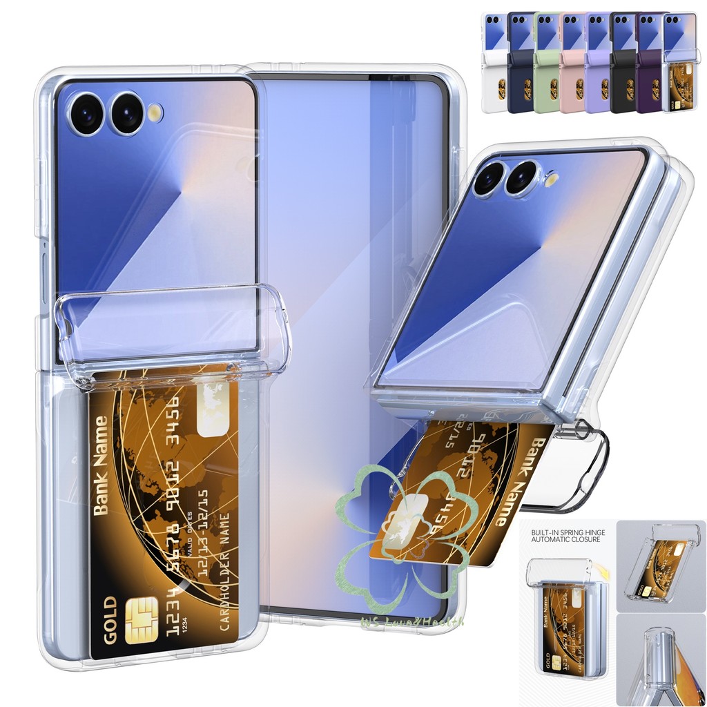 ช่องเสียบการ์ดหรูหราอัตโนมัติ Rebound บานพับกรณี Samsung Galaxy Z Flip7 Z Flip 6 Zflip 5 Z Flip 4/3 สีทึบกันกระแทกปกแข็ง