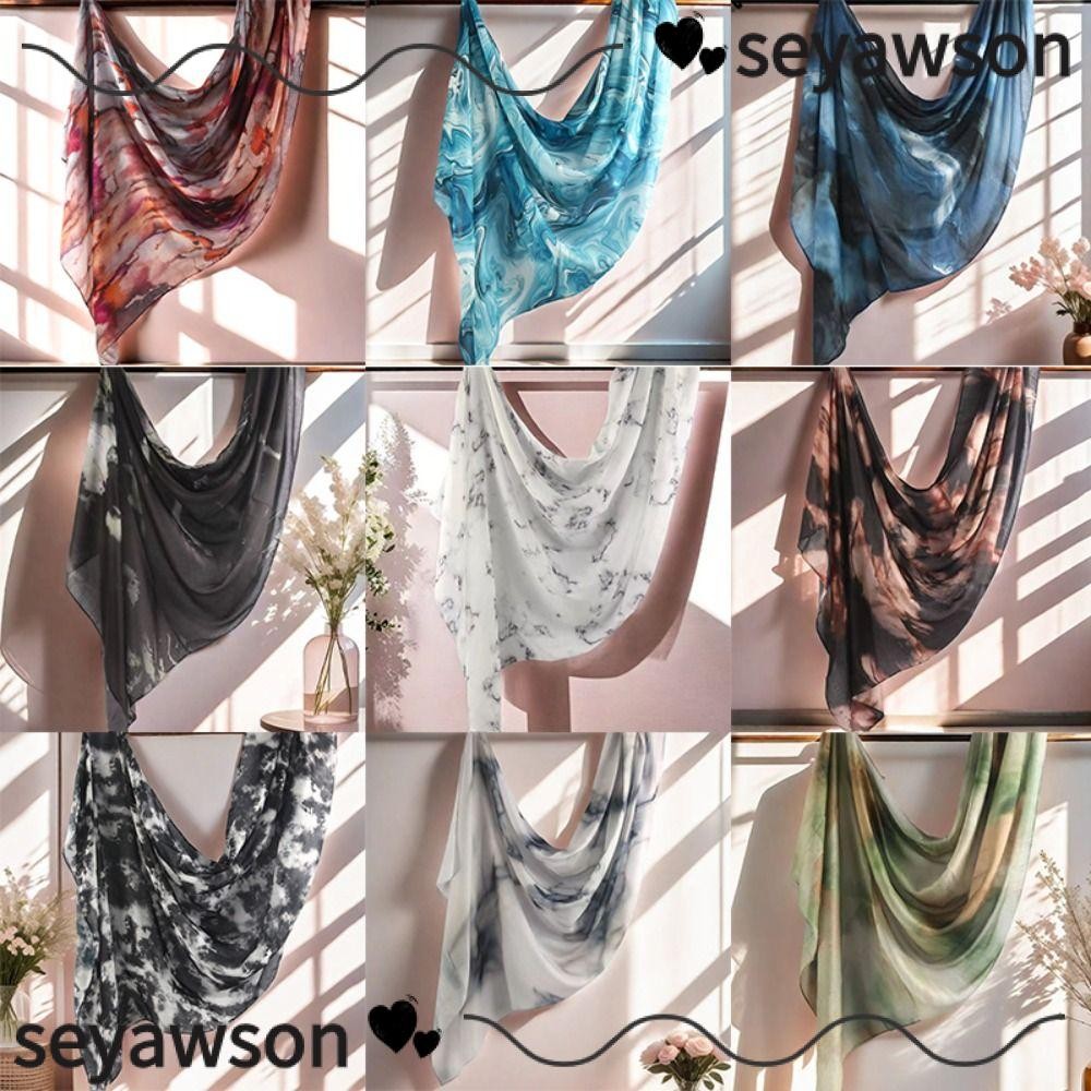 SEYAWSON พันคอผ้าฝ้ายเรยอนนุ่ม พิมพ์ลายดอกไม้ สไตล์วอเตอร์kol สำหรับผู้หญิง