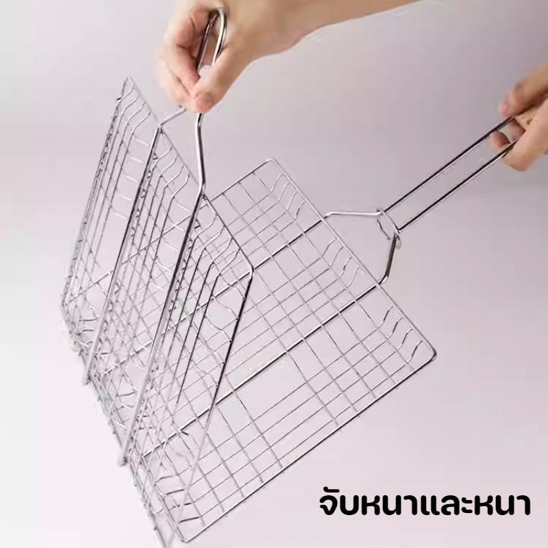 ตะแกรงปิ้งย่างสแตนเลส304 ขนาด 40x70 ซม. เนื้อหนา แข็งแรงทนทาน พร้อมที่จับ ergonomic ใช้ outdoor ได้ทุกที่ - รูปที่ 2