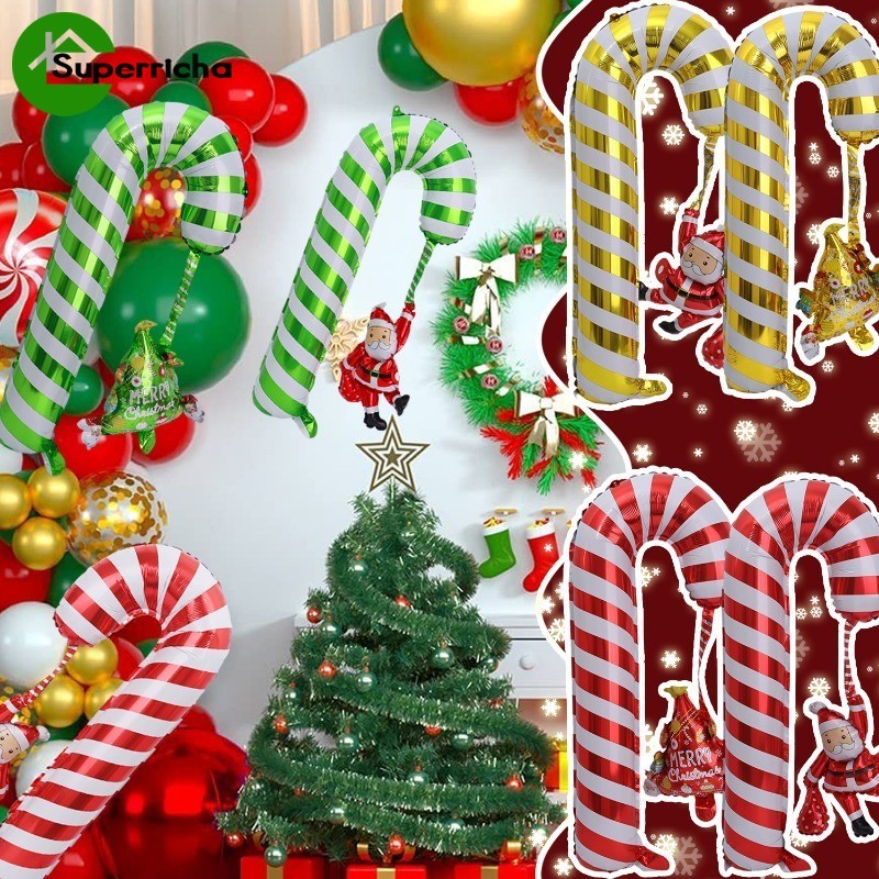 [H&L]คริสต์มาสลูกอมอ้อยบอลลูนอลูมิเนียมฟอยล์,ตกแต่งต้นคริสต์มาสสําหรับงานปาร์ตี้/Event,เงาโลหะฮีเลีย