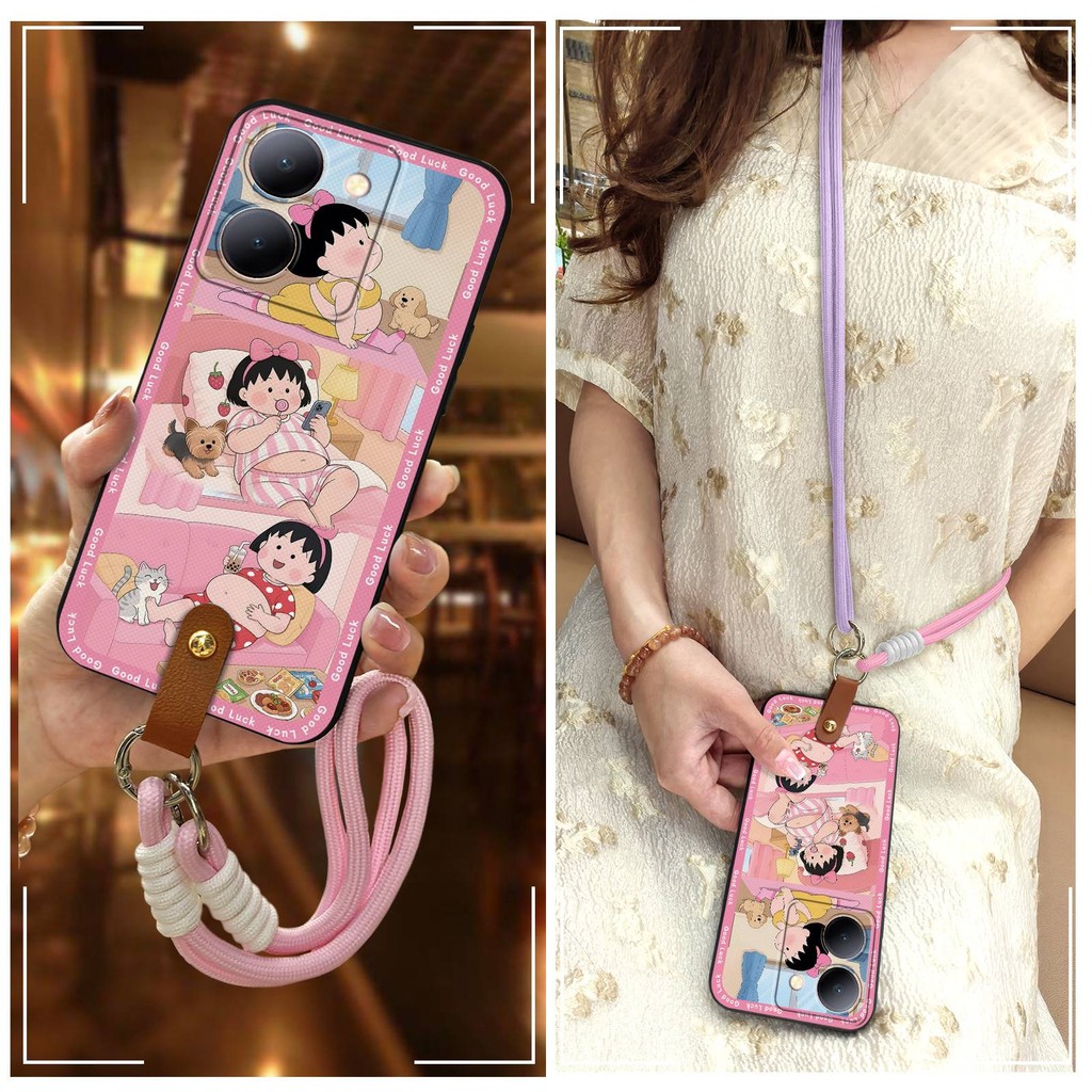 Full wrap ทนทานเคสโทรศัพท์สําหรับ VIVO Y78 5G Y78M/Y78-T1/Y78M-T1 สร้อยคอแนวทแยงออกแบบแฟชั่นสกปรกทนน