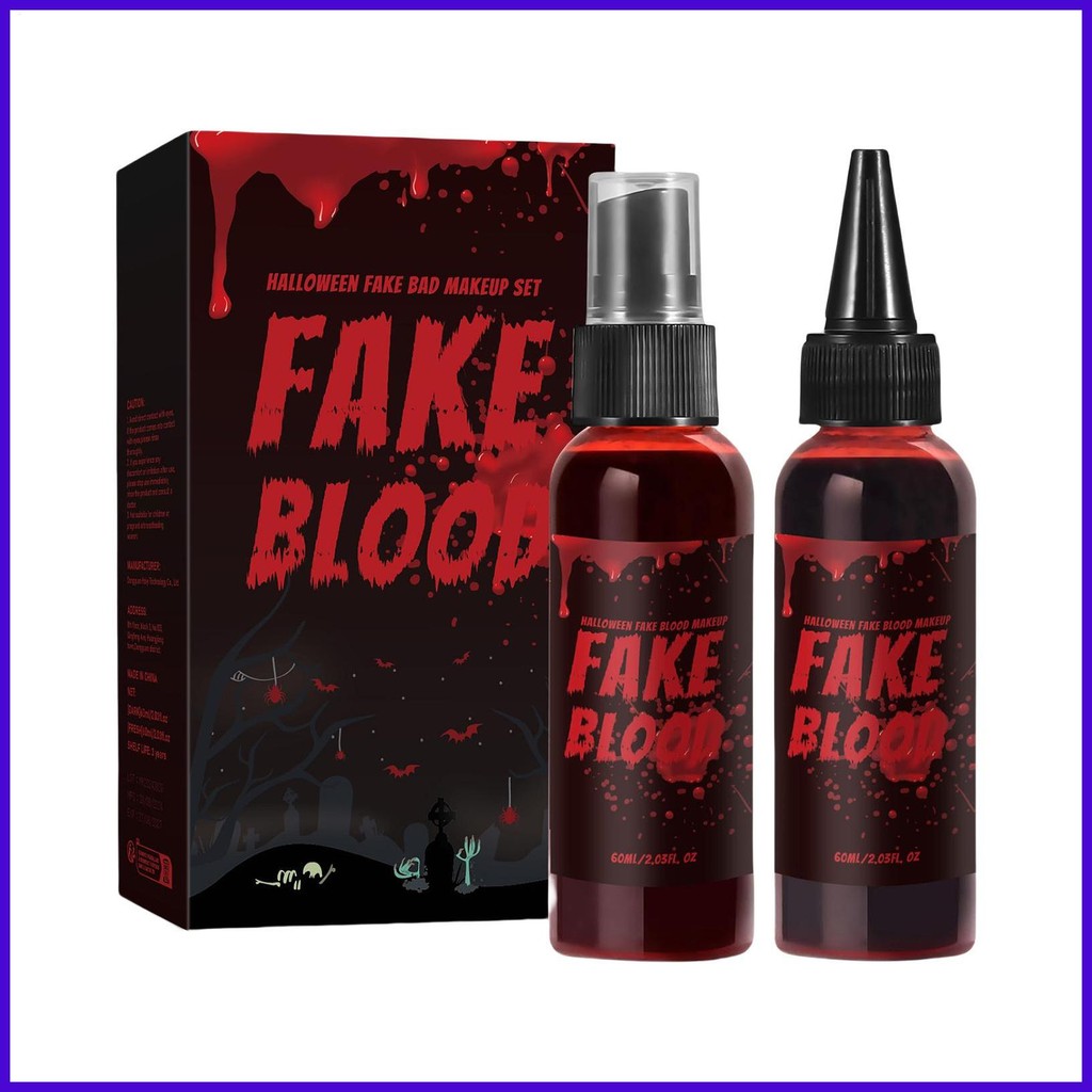 Washable Fake Blood Halloween Blood Makeup Kit 60ml Liquid Safe Moisturizing Multi Purpose Makeup Sp