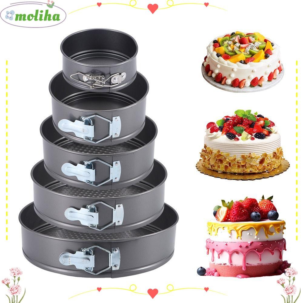 MOLIHA 1 ชิ้นเบเกอรี่ Mould,เหล็กคาร์บอน Non Stick เค้กถาดอบ,ที่ถอดออกได้ด้านล่าง Leakproof 12/16/20/24/28 ซม.เค้ก Mould สําหรับ Home Kitchen Bakery