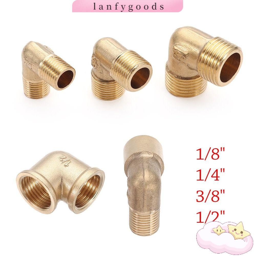 LANFYGOODS ข้อต่อท่อ, 90 องศาข้อศอก 1/8" 1/4 "3/8" 1/2 "ท่อ Barb, ทนทานทองเหลืองท่อ Fitting หญิง x ชายด้าย OD 6-10 มม. Coupler Connector อะแดปเตอร์ PU PE หลอด