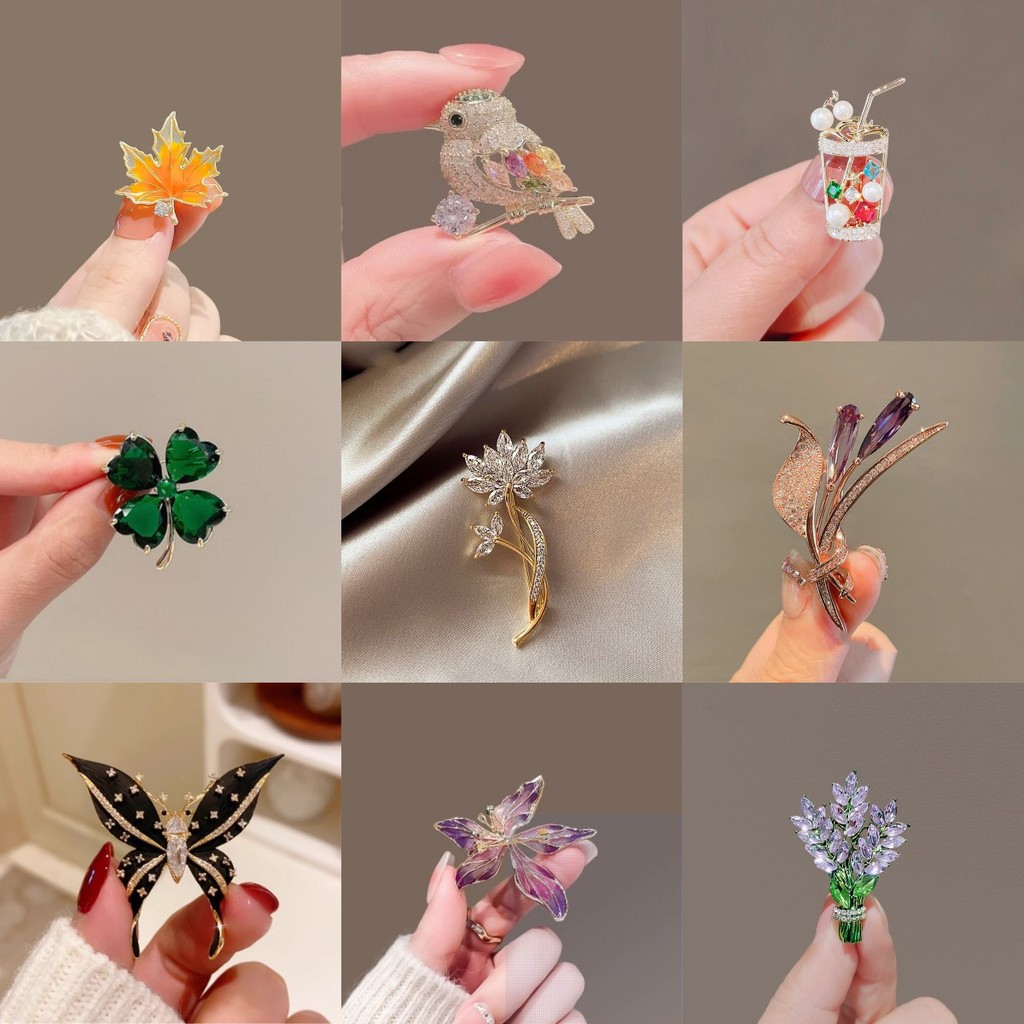 เข็มกลัดแฟชั่น 48 ชิ้น งานดีละเอียด ลายผีเสื้อและหินมุกสวยงาม ของขวัญวันเกิดให้เพื่อน แฟน แม่ สาวๆ