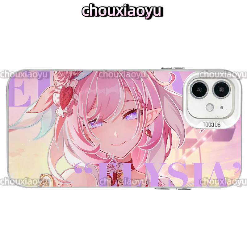 เหมาะสําหรับ iPhone 16 Pro Max 15 14 13 12 11 xs 7P/8P เคสโทรศัพท์ Honkai Impact 3rd Elysia อะนิเมะ Frosted สีสันเงิน