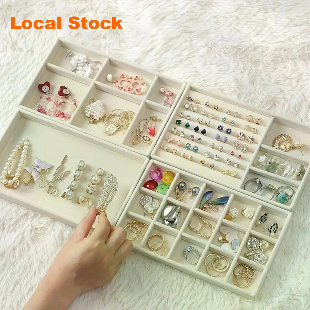 【ได้รับใน 1-3 วัน 🔥】4pcs ถาดกํามะหยี่สําหรับจัดเก็บเครื่องประดับ สร้อยคอ ที่เก็บแหวน กล่องเก็บเครื่องประดับในลิ้นชัก