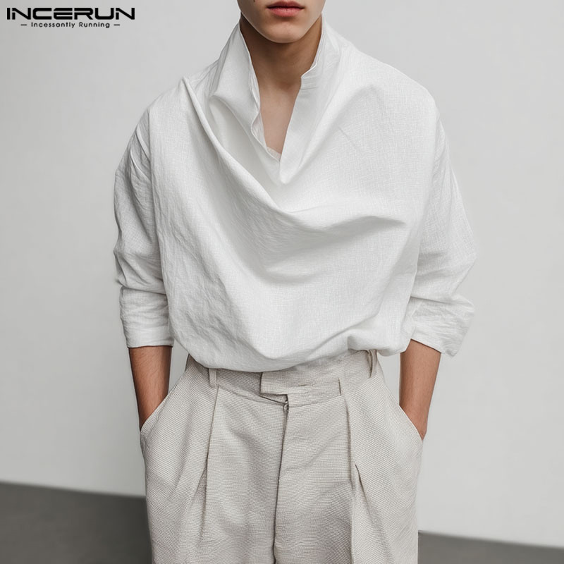 เชิ้ตผู้ชายสไตล์เกาหลี แขนสามส่วนสี่ ทรงคล่องตัว มีรายละเอียด pleats และ swing collar — صورة 6