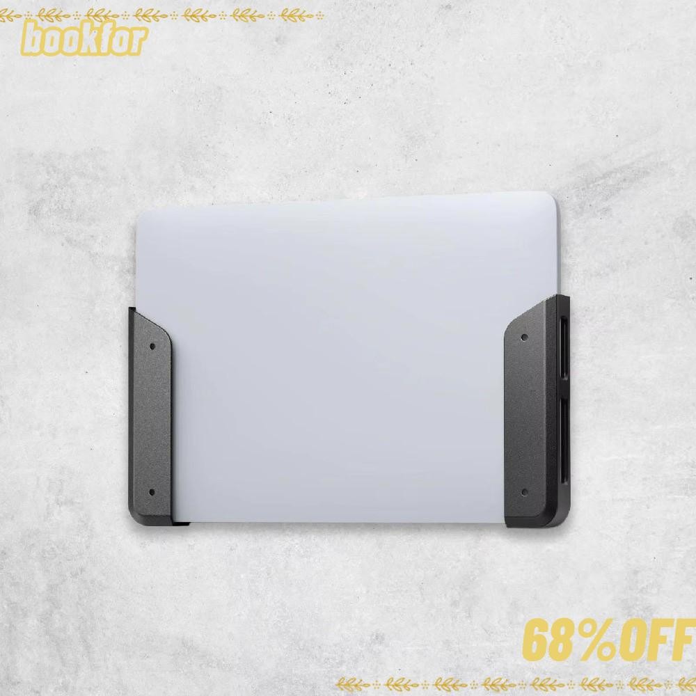 BOOKFOR ขายึดโน๊ตบุ๊ค 2 ชิ้น, ตัวยึดแล็ปท็อปประหยัดพื้นที่แบบปรับได้, ติดผนังสากลพร้อมแผ่นป้องกันรอยขีดข่วนภายใต้ที่ยึดโต๊ะ