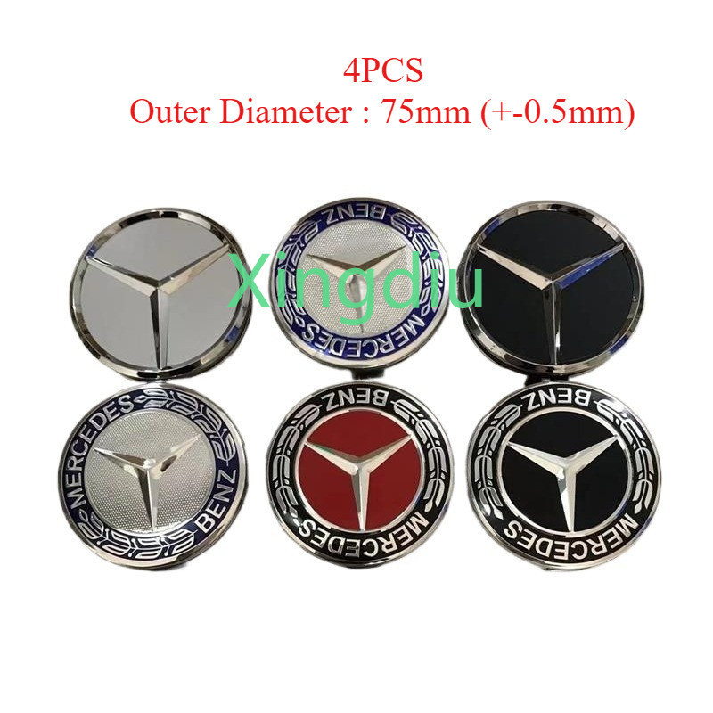 XD 4PCS ใหม่ฝาครอบล้อ Center Hub Rim Cap AMG 75 มม.สําหรับMercedes Benz W203 W204 W205 W211 W212 W213 W176 W177 A45 CLA45