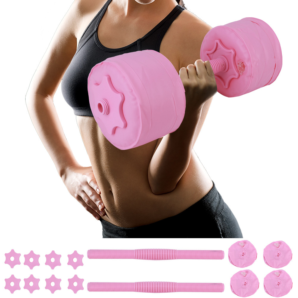Supergoodsales-ph Generic Water Dumbbells น้ําหนักที่ถอดออกได้ Design 6KG สีชมพู PVC Filled Dumbbell