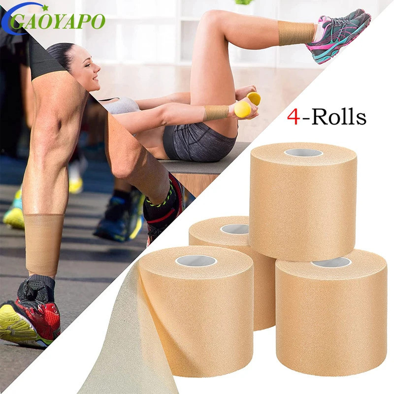 4Rolls Pre Wrap Tape Breathable Thick Knee Ankle Tapes,No Sticky Residue Prewrap Athletic Tape Foam 