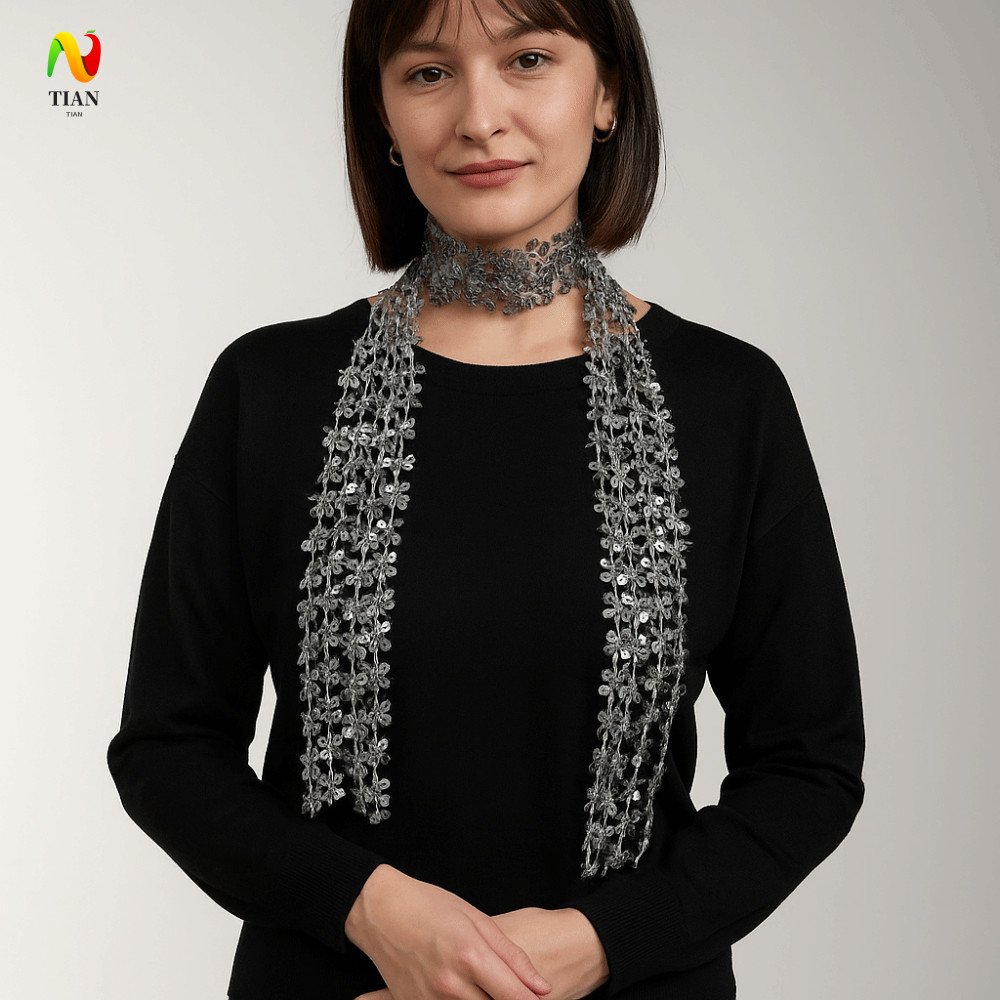 INQUIRY IMPACT Belly เต้นรําผ้าพันคอ, พู่ Hollow เลื่อมผ้าพันคอ, คอห่อบาง Multicolor Dance อุปกรณ์เส