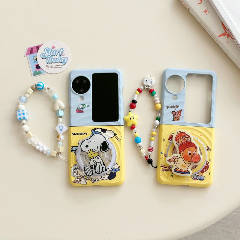 เคสโทรศัพท์แบบพับได้สําหรับ Oppo Find N3 Flip Boyang Design Snoopy Starman Magnetic Bracket Bracelet เคสโทรศัพท์ tpu แบบแข็ง