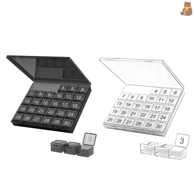 [TA] 1PC รายเดือน Pill Organizer 30 วันแบบพกพาระบุกล่องช่องเล็กกล่องฟรีพร้อม TH