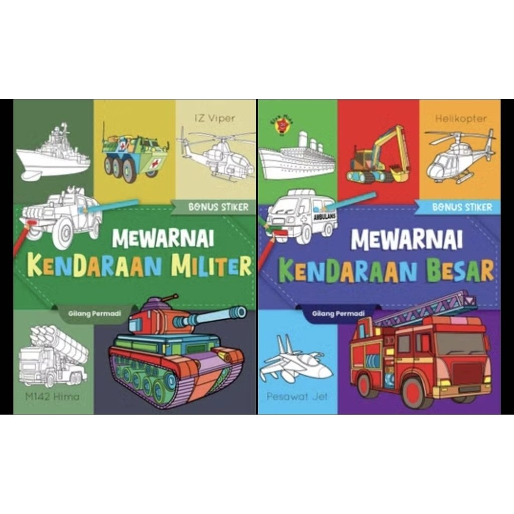 TKK88 FUN TOP ACTIVITY หนังสือระบายสี, WRITING, STICKING STICKERS + CREATIVITY OF MILITARY VEHICLES 