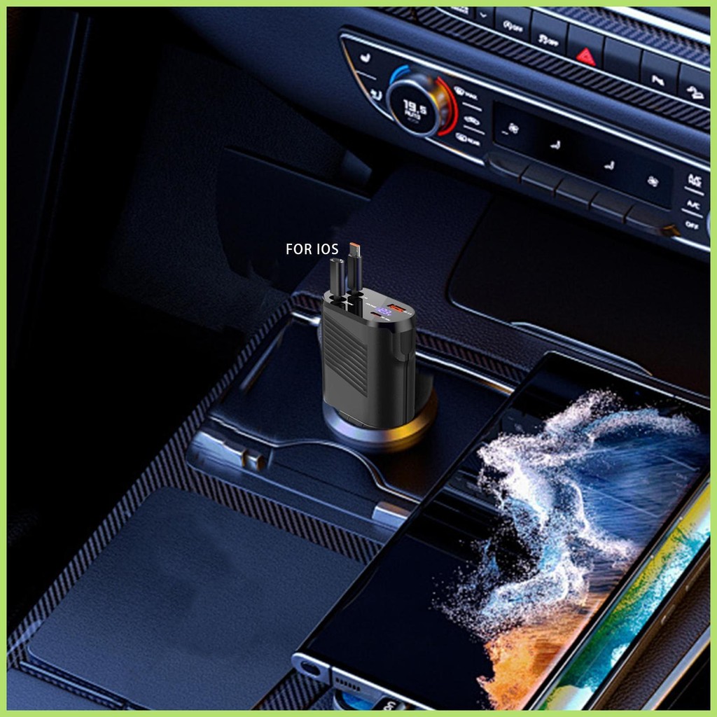 Retractable Charger สําหรับรถยนต์ Retractable Car Charger 120w 120w 4 in 1 Retractable Car Charger ส