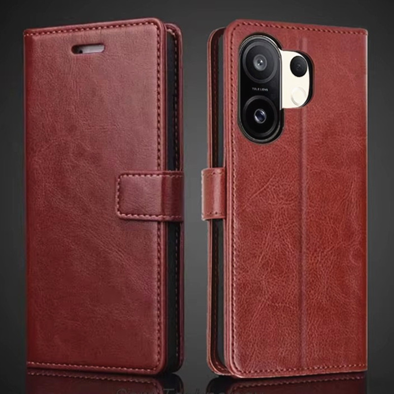 สําหรับ Vivo X200 FE V2503 พรีเมี่ยมหนัง Flip Folio กระเป๋าสตางค์พร้อมผู้ถือบัตร Self-stand ฝาครอบกั