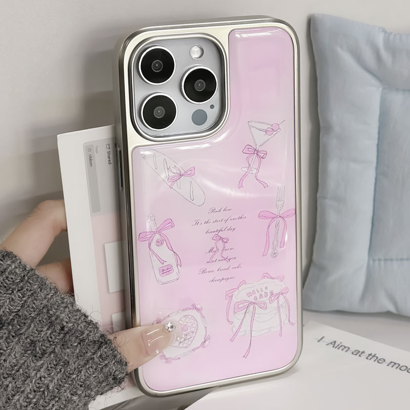 โบว์สีชมพูเคสโทรศัพท์ Drop-Resistant สําหรับ iPhone 16 Promax 15 Promax 11 12 13 14plus 15plus 16e 16plus 15pro