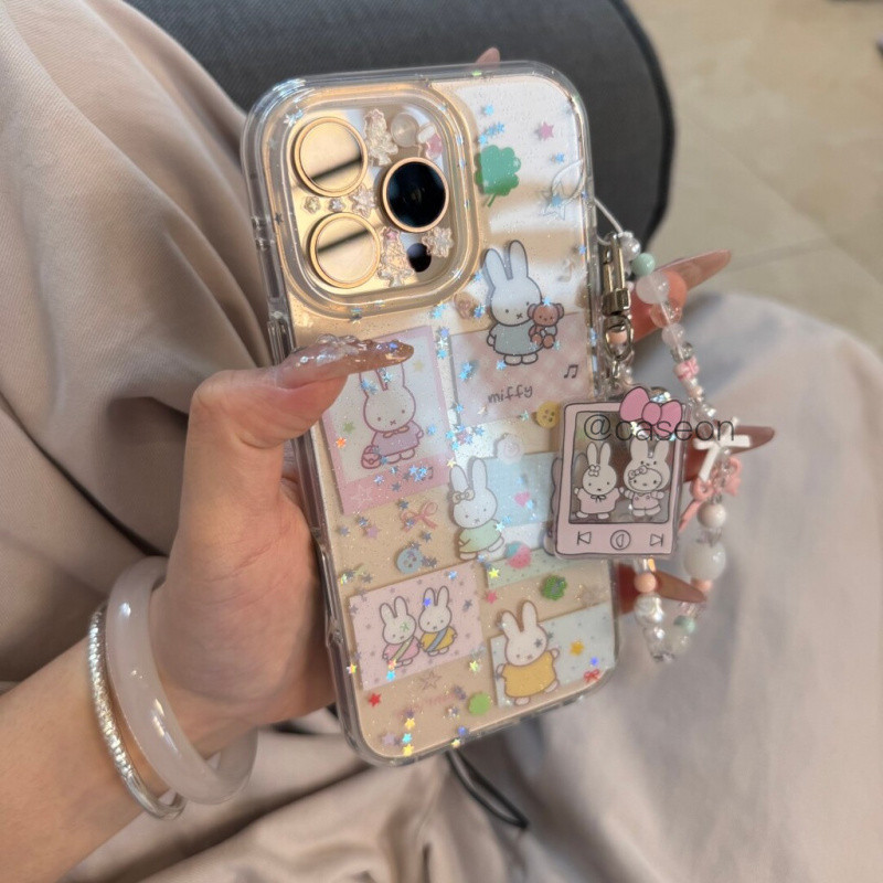 การ์ตูนแฟชั่นน่ารักเคสโทรศัพท์สําหรับIPhone 15 14 17 16 Pro Max 17pro 13pro 16pro 17promax 16Promaxฝาครอบป้องกันHard Glitter Simple Clear