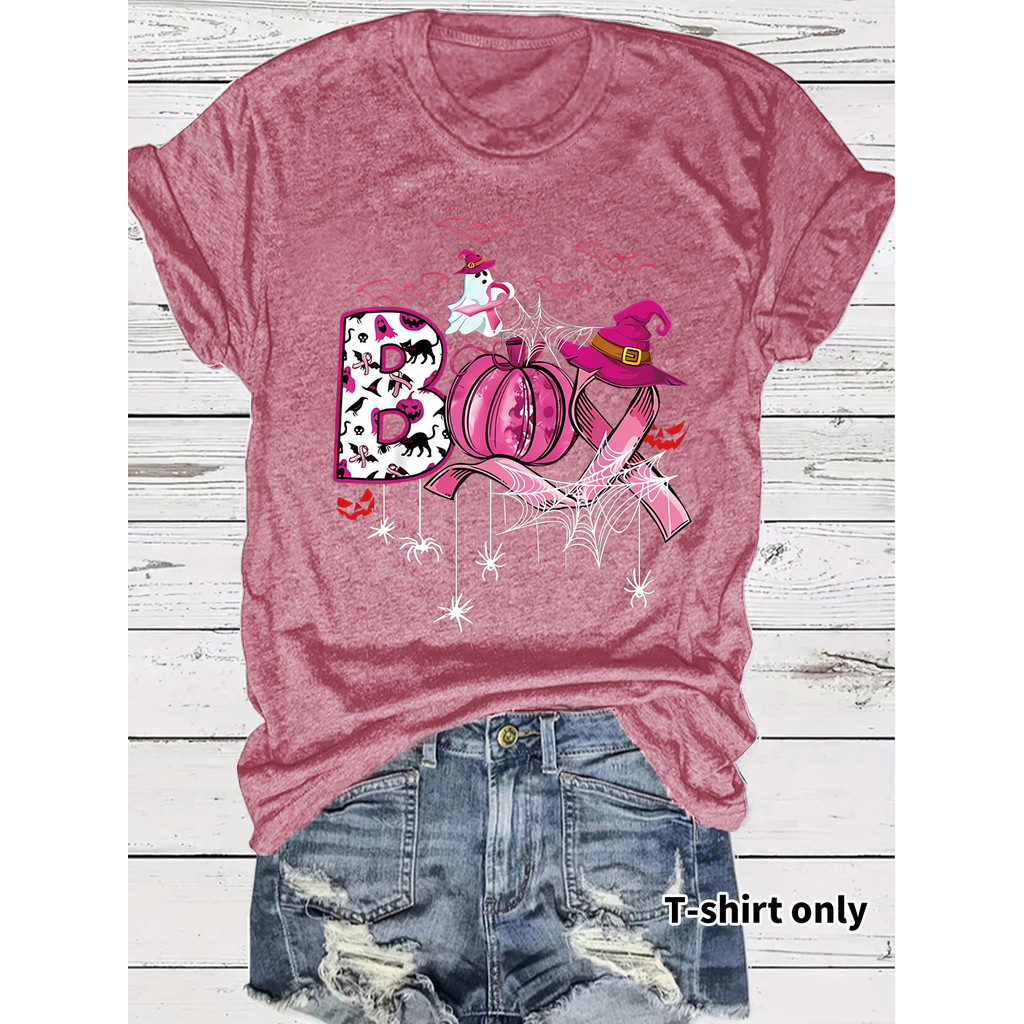 เสื้อยืดพิมพ์ลาย 2025 การค้าต่างประเทศ E-Commerce 2025 หมวกหลวมข้ามพรมแดนสยองขวัญแขนสั้น 23NEWnew เส