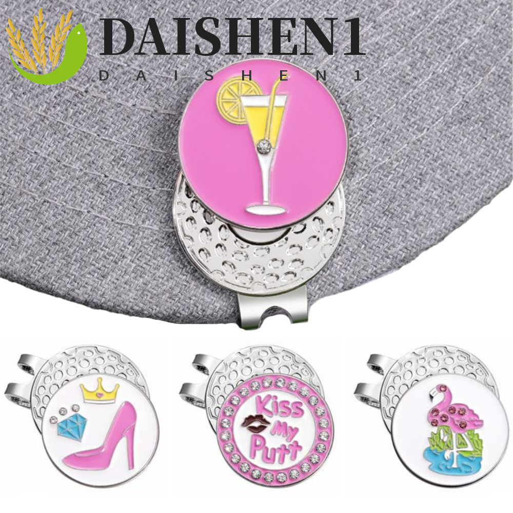 DAIHEN1 แท็กตำแหน่งลูกกอล์ฟแม่เหล็กสีชมพู กับคลิปหนีบหมวกกอล์ฟ ออกแบบสำหรับผู้หญิง
