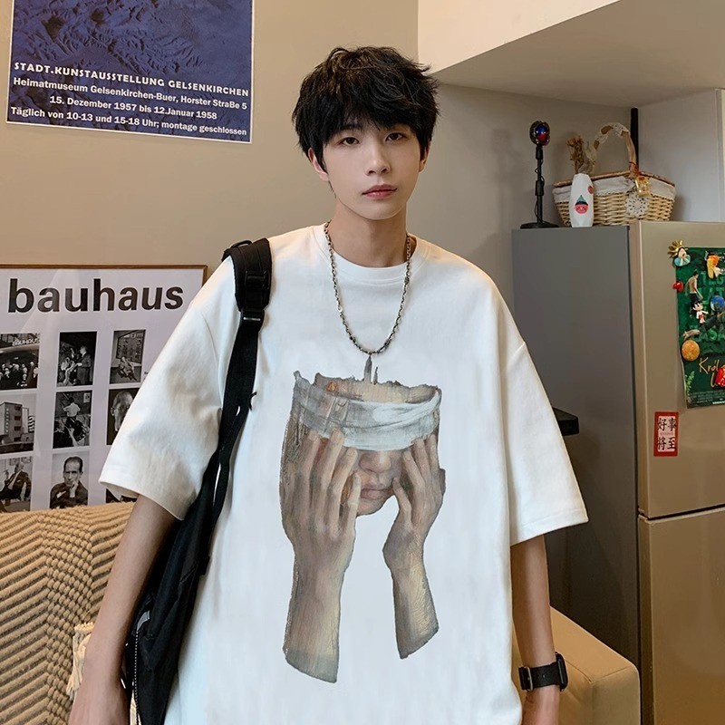 2025P20 ผ้าฝ้ายสีดําสีขาวคุณภาพสูง Long-staple Cotton กรัม S-3XLnew23 [ผ้าฝ้ายแท้นับ 32 Xinjiang DX0