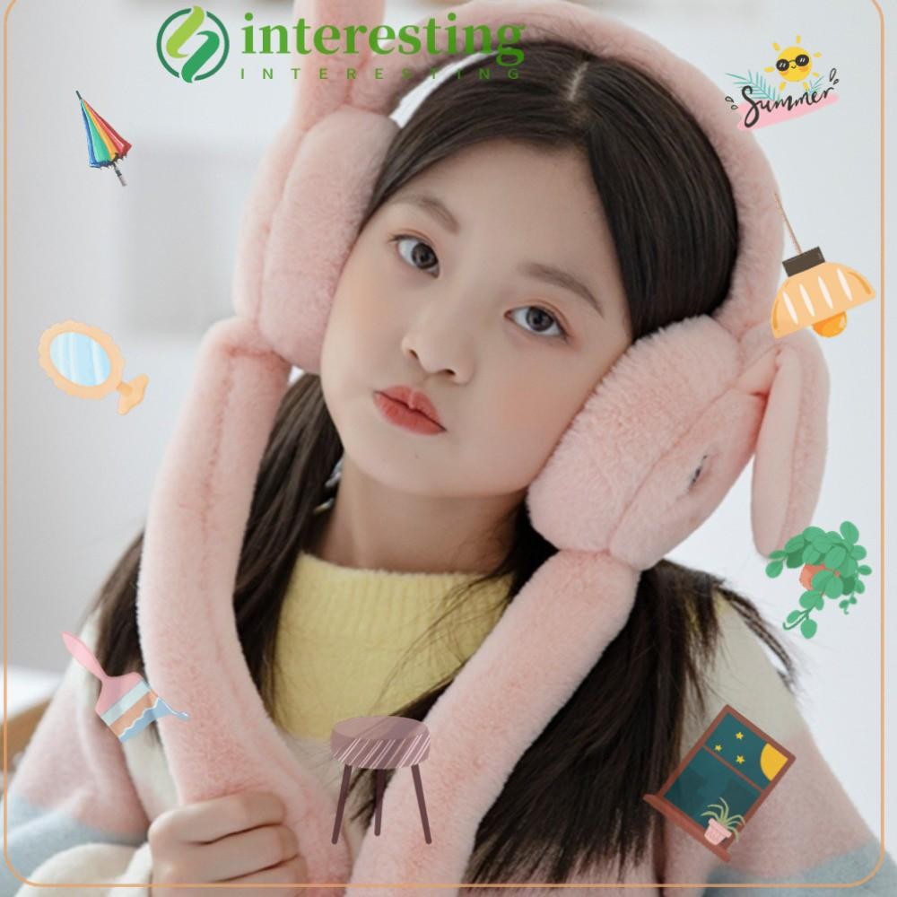 INTERESTING WinterWarm Plush Ear Muffs, Moving Jumping Ear Ear Ear Warms, Cute Heart Rabbit Plush Ea