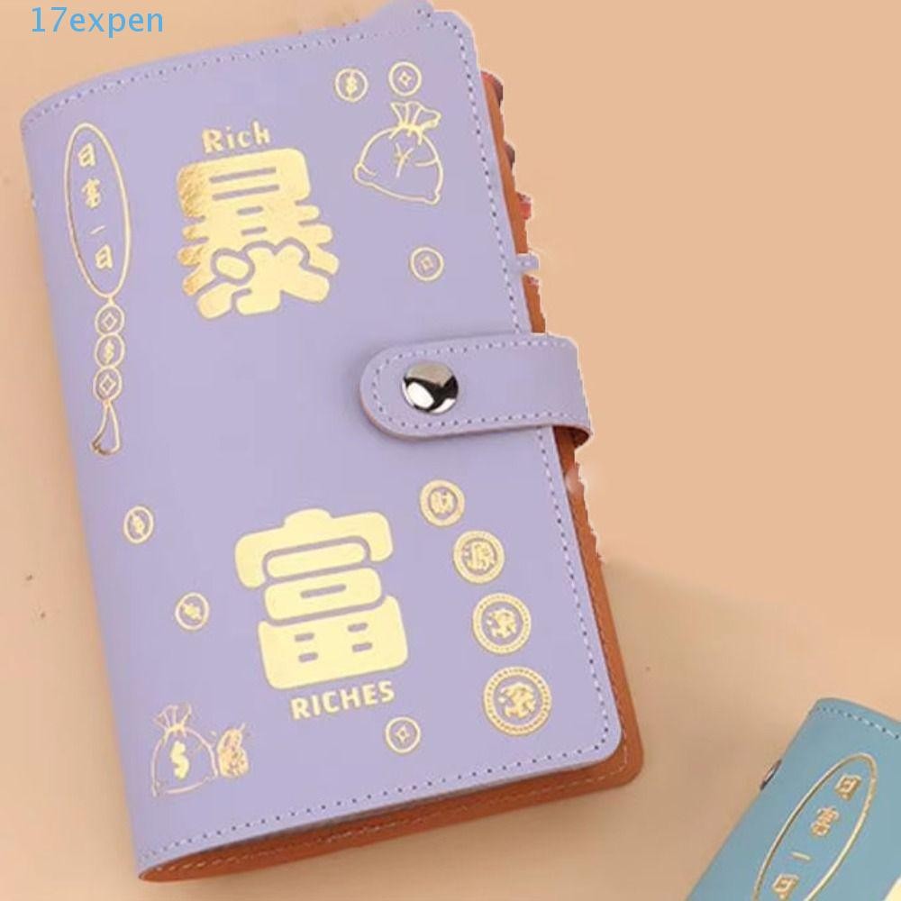 EXPEN 100 ซอง Challenge Binder, หนัง PU กันน้ําเงินประหยัดหนังสือ Challenge, Creative Fun Clear Easy