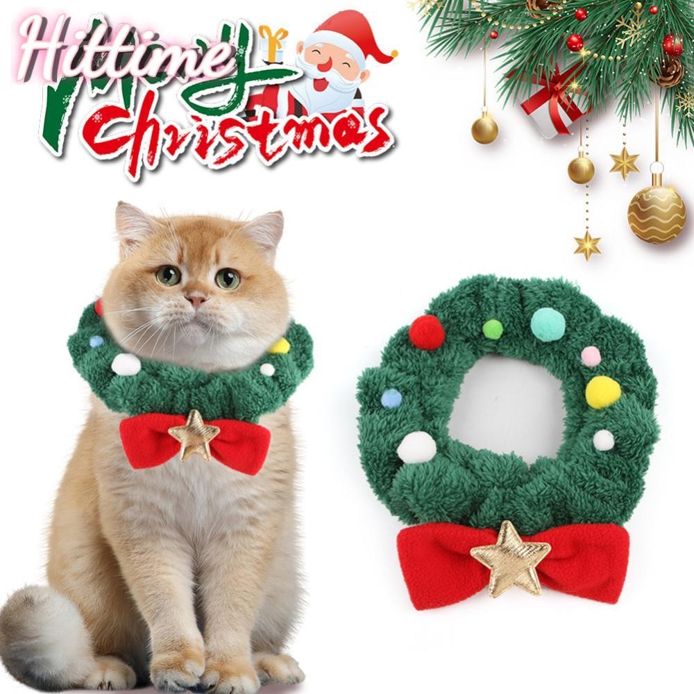 HITTIME คริสต์มาสสัตว์เลี้ยงคอแมวสุนัขเครื่องแต่งกายผ้าพันคอสะดุดตาคริสต์มาสสัตว์เลี้ยงรายการพรรคสวม