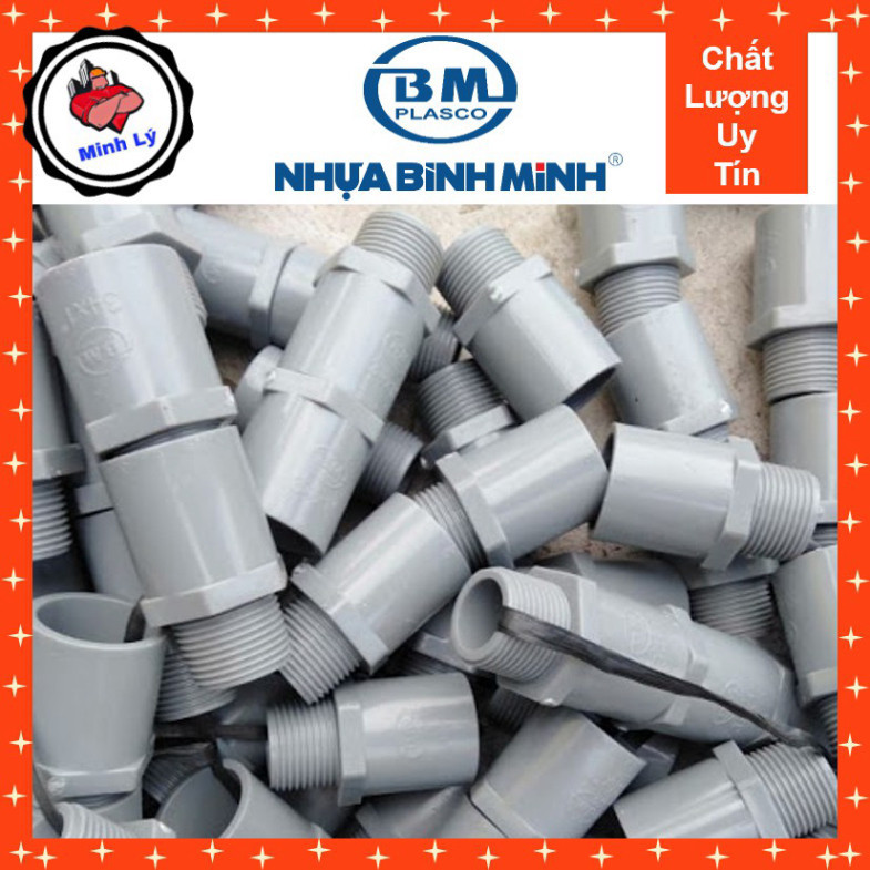 การเชื่อมต่อเกลียวนอก Binh Minh PVC-U (21 มม. ถึง 49 มม.) [ของแท้] - น้ําไฟฟ้าและน้ํา Ba Dang