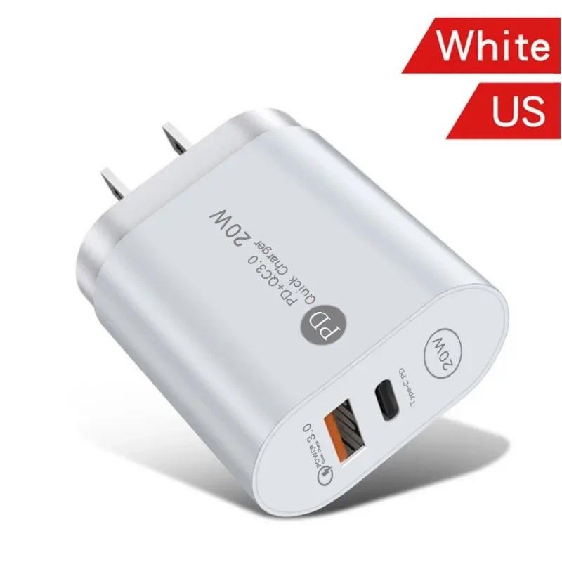 12W USB C Type C USB Fast Charger Dual Port QC3.0 PD Powered + Wall Power Fast ชาร์จหัวสําหรับ Iphon