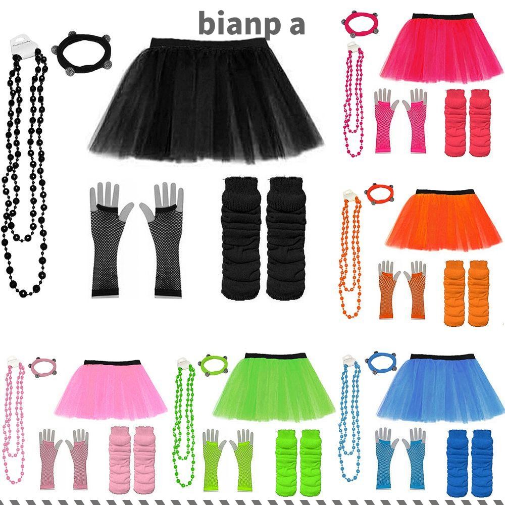 BIANPA Neon 80s Prom Party ถุงมืออุ่นขาลูกปัด Hen Party