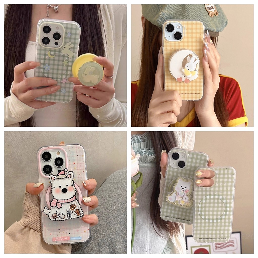 SAMSUNG ลายสก๊อตหมึกสาดการ์ตูนวงเล็บแม่เหล็กSamsung A17 A36 A26 A56 A16 A55 A35 A54 A34 A53 A52 เคสโทรศัพท์กันกระแทก