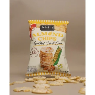[ยกลังซองใหญ่] ALMOND CHIPS 52 กรัม ขนมอบกรอบอร่อย แคลต่ำ ไม่ทอด เจ วีแกน De La Lita เดอลาลิต้า อัลมอนด์ชิปส์ ขนมคลีน