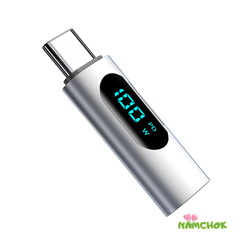 อะแดปเตอร์ Type-C สำหรับโทรศัพท์และคอมพิวเตอร์ PD100W อะแดปเตอร์แสดงผลดิจิทัล OTG ที่ชาร์จเร็ว อะแดปเตอร์สำหรับรถยนต์-NK