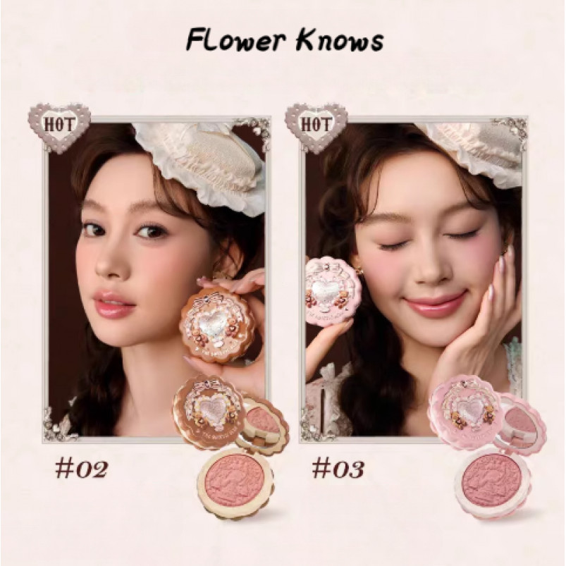 FLOWER KNOWS Sweetheart Bear Series Blush Natural อเนกประสงค์ด้วยเรืองแสงอันดุดันที่ทาง่าย