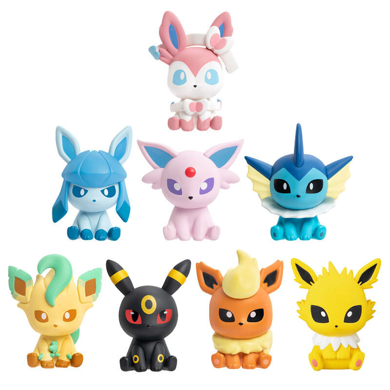 Pokemon Figures Eevee Evolution Vaporeon Espeon Umbreon Sylveon Leafeon ตุ๊กตา 4 ซม. PVC รุ่น PokéMon ของเล่นเด็กคริสต์มาสของขวัญ