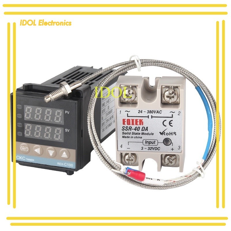 ส่งงจาก  กทม เครื่องวัดและควบคุมอุณหภูมิ PID REX-C100 +SSR-25DA+สายเทอร์โมฯ 1เมตร ร้านส่งในวัน